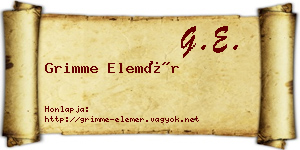 Grimme Elemér névjegykártya
